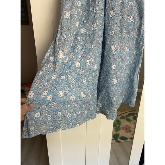 Anokhi Block Print Wide Leg Cropped Pants Blue Sz Medium - Picture 3 of 6